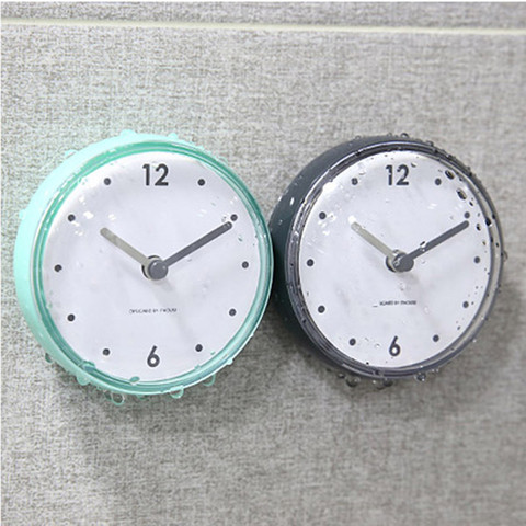 Reloj de cocina impermeable para baño, ventosa, batería silenciosa, reloj de pared decorativo, temporizador de ducha, decoración, inodoro pequeño de 7,5x3,6x7,5 cm ► Foto 1/4