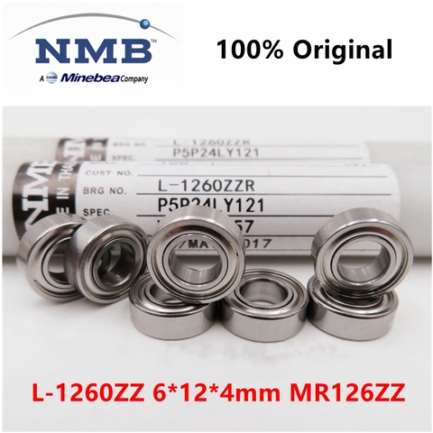20 piezas de rodamiento de alta velocidad NMB Minebea original, L-1260ZZ, MR126ZZ, 6x12x4mm, rodamientos de bolas de precisión en miniatura, 6mm x 12mm x 4mm, 100 Uds. ► Foto 1/3