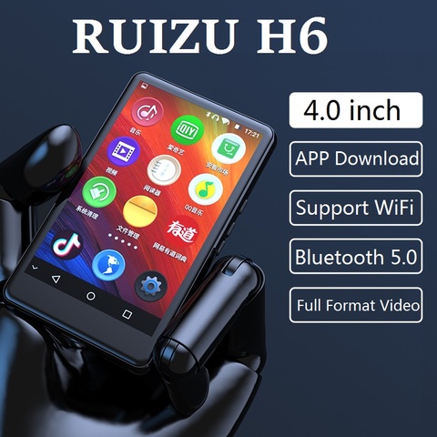 RUIZU-reproductor MP4 H6, con Android, WiFi, Bluetooth 5,0, pantalla táctil de 4 pulgadas, 8GB/16GB, reproductor de vídeo y música con altavoz, FM, grabación, E-book ► Foto 1/6