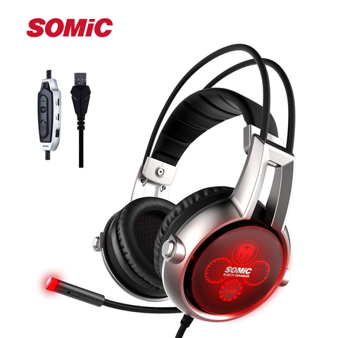 Somic E95X 5,2-audífono con vibración para juegos, auriculares con cancelación de ruido y micrófono para PS4 FPS Game ► Foto 1/6