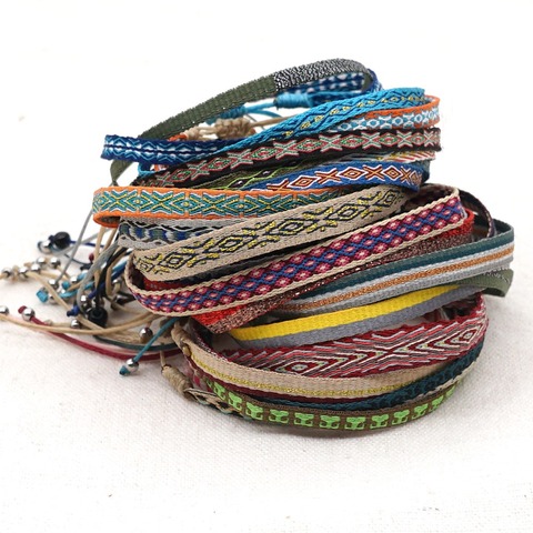 GO2BOHO-Pulsera trenzada para Mujer, joyería Bohemia, pulseras trenzadas hechas a mano, brazaletes bohemios de Moda para Mujer, venta al por mayor ► Foto 1/6