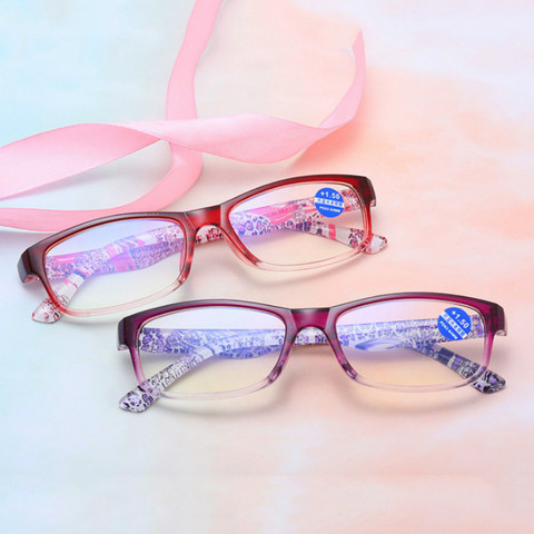 + 1,0 + 2,0 a 4,0, gafas de lectura para mujer, presbicia con luz azul, anteojos cuadrados para presbicia ► Foto 1/5