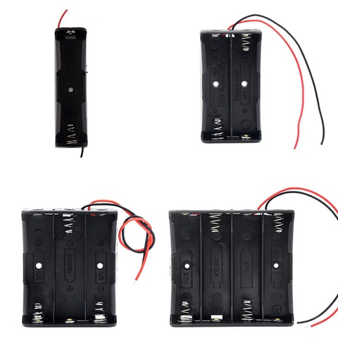 Caja de almacenamiento de batería de plástico negro, 1x2x3x4x18650, 1, 2, 3, 4 ranuras, contenedor de soporte de Clip con cable de plomo, novedad ► Foto 1/6