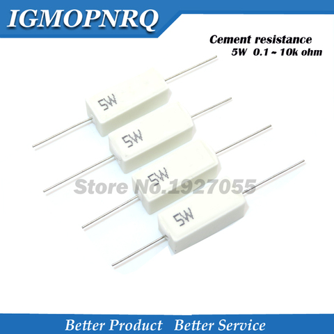 Resistencia al cemento de alta calidad, 10 Uds., 5W 0,1 ~ 10k ohm 5% 0,22 0,33 0,5 1 10 100 1K 10K ohm 0.1R 0.22R 0.33R 0.5R 1R 10R 100R ► Foto 1/1