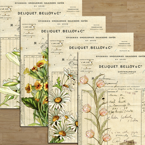 Material de fondo de flores Vintage, papel de decoración de diario, álbum de recortes, libro antiguo ► Foto 1/5