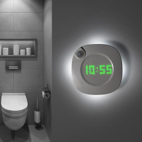 Reloj de pared con Sensor de movimiento PIR, luz LED Digital, imán colgante, reloj con luz de noche, dos luces, cambio de colores, lámpara de dormitorio y baño, novedad ► Foto 1/6