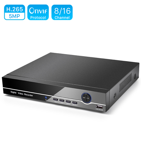 H.265 16CH 5MP/1080P CCTV NVR 8 canales 4MP Video grabadora de red Onvif 2,0 para 5MP 4MP 1080P IP Cámara XMEYE P2P nube Email ► Foto 1/6