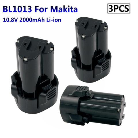 Baterías recargables BL1013 para taladro inalámbrico, batería de ion de litio de 2000mAh para Makita 10,8 V, 194550-6 194551-4, DF330D TD090D, 3 unids/lote ► Foto 1/6