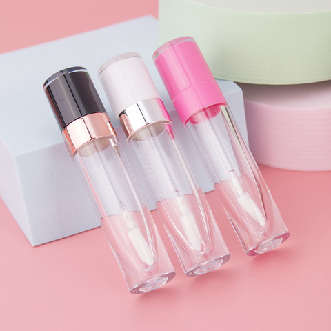 6,4 mL vacío transparente PE brillo de labios tubos protector labial de plástico tubo lápiz labial Mini contenedor de muestra de cosmético con tapa de oro ► Foto 1/6