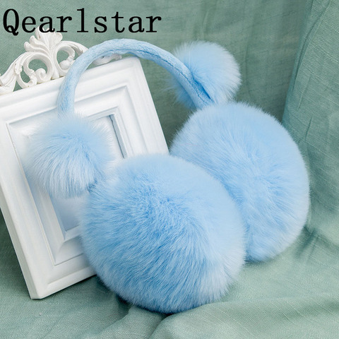 Qearlstar-orejeras de invierno para niños y niñas, orejeras de imitación de piel de conejo, orejeras de felpa para bebés y adultos, cubierta cálida para las orejas DW25 ► Foto 1/6