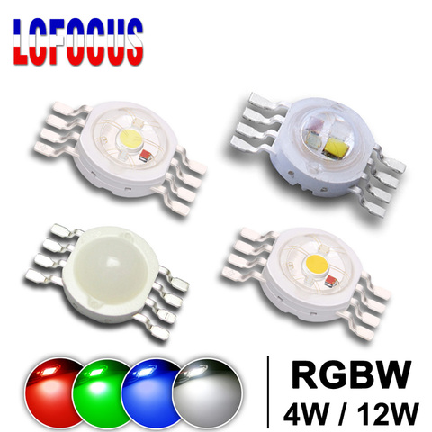 Chip SMD de alta calidad, 4W, 12W, RGBW, luces de escenario LED, 45mil, 1, 3 W, vatios, rojo, verde, azul, blanco, diodo COB 500mA, 8 pines, lámpara de cubierta lechosa ► Foto 1/6