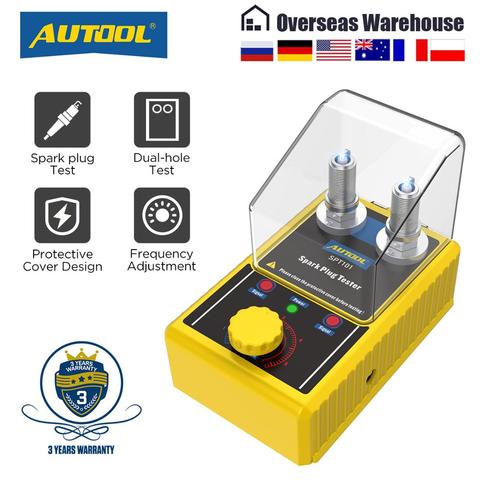 AUTOOL SPT101 bujía de coche probador con Auto ajustable doble Detector de agujeros encendido Analizador de enchufes 110V 220V para vehículos de 12V ► Foto 1/6