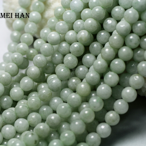 Meihan venta al por mayor (2 hilos/set) natural 6mm Jadeíta de Birmania liso redondo abalorios para fabricación de joyería diy diseño ► Foto 1/2