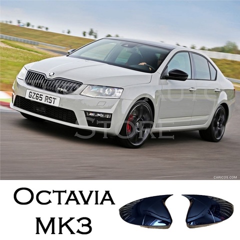 Batman lado cubierta del espejo para Skoda Octavia MK3 RS 2012-2022 accesorios de coche negro Piano Tuning de deporte diseño de murciélago TSU TDI ► Foto 1/6