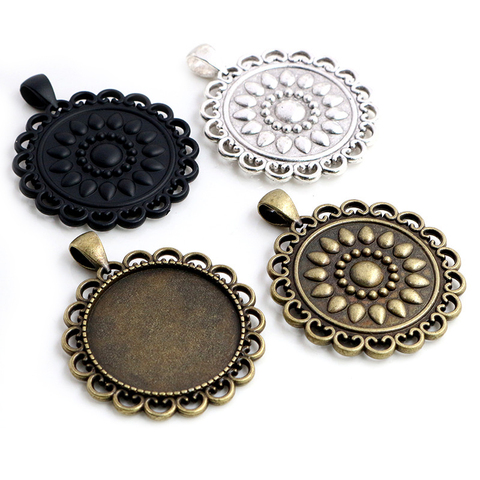 5 uds 30mm tamaño Interior antiguo plateado bronce negro 3 colores estilo clásico cabujón Base ajuste encantos colgante ► Foto 1/5