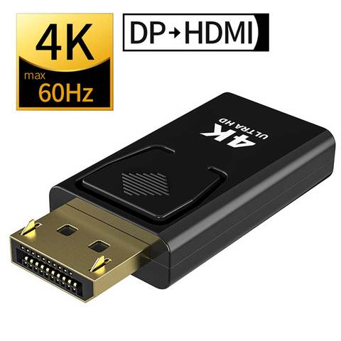 Adaptador de puerto Displayport DP a HDMI Max 4K 60Hz, convertidor macho a hembra, adaptador DisplayPort a HDMI para PC, TV y proyector ► Foto 1/6