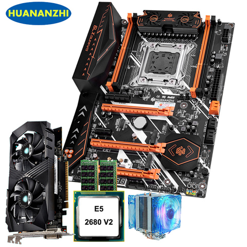 HUANAN deluxe X79 RAM CPU motherboard ajustado con la tarjeta video GTX1050ti 4G Xeon E5 2680 V2 RAM 32G DDR3 1600 MHz RECC con CPU cooler ► Foto 1/6