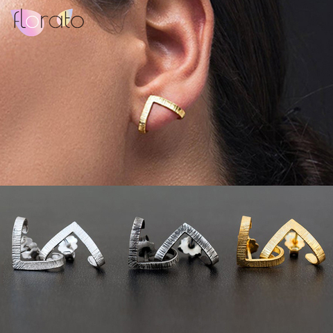 925 de plata pendientes triángulo pendiente huggie elegante de oro pendientes hipoalergénico, regalo para ella, A30 ► Foto 1/6