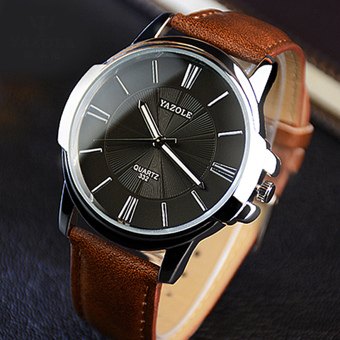 ¡Novedad! YAZOLE relojes para hombre, relojes de lujo de marca superior de cristal azul, relojes para hombre de cuero a prueba de agua, relojes para hombre ► Foto 1/6