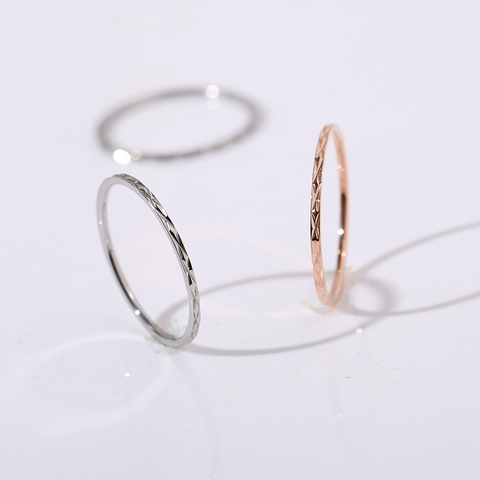 YUN RUO-anillo de acero de titanio 316 para mujer, sortija Simple Glint Gleam, color oro rosa, regalo de cumpleaños ► Foto 1/5