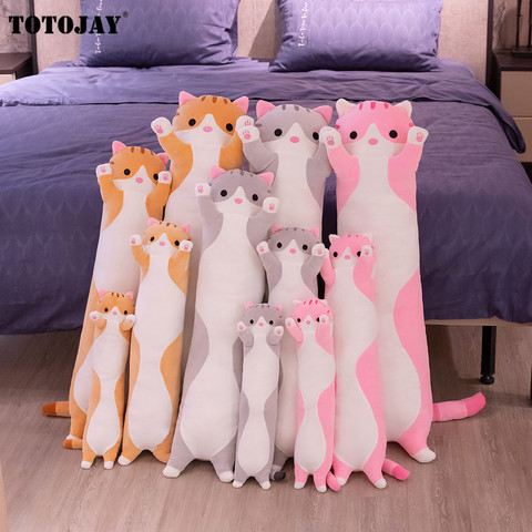 Almohada de felpa suave Y LARGA PARA gato, cojín para siesta para oficina, cama, decoración del hogar, muñeco de regalo para niños y niñas, 110CM ► Foto 1/6