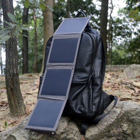 ¡Cargador de Panel Solar portátil 14W Dual USB cargador de batería Solar para iPhone 6 7 8 Plus X Xr Xs Max 11 12 Pro Max Samsung Huawei! ► Foto 1/6