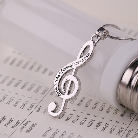 Música nota Treble símbolo Musical G Clef regalo declaración collar de oro de acero inoxidable de Color de cadena de serpiente colgante para hombre mujer ► Foto 1/6