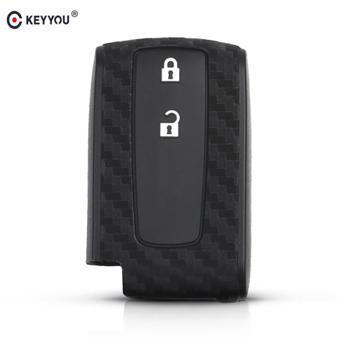 KEYYOU-Funda de fibra de carbono para coche, accesorios para Toyota Prius Crown Avensis Verso, funda de llaves de silicona, llavero Fob ► Foto 1/6