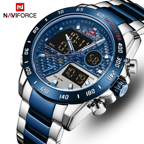 NAVIFORCE-reloj de cuarzo deportivo para hombre, cronógrafo analógico, Digital, con pantalla Dual, Masculino ► Foto 1/6