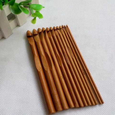 Juego de agujas de bambú de ganchillo 12 Uds., agujas para tejer DIY, manualidades de hilo para tejer para el hogar ► Foto 1/6
