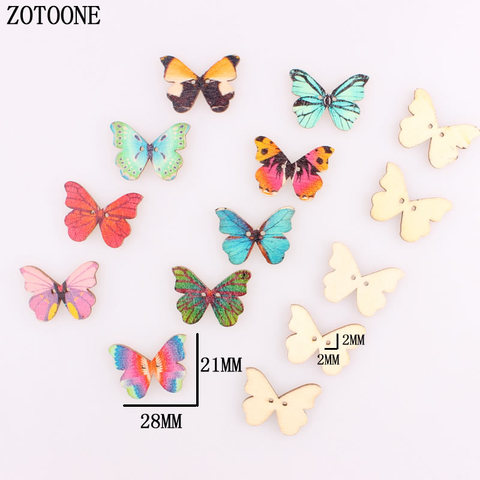 ZOTOONE de madera botones de costura para álbumes de recortes mariposa de colores mezclados al azar dos diseño calado 28x21mm DIY para los niños A una chica ► Foto 1/3