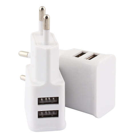 Dual USB Cargador/adaptador de corriente 2A enchufe de viaje UE pared portátil cargador de teléfono móvil Cable USB para tira Led del teléfono móvil ► Foto 1/6