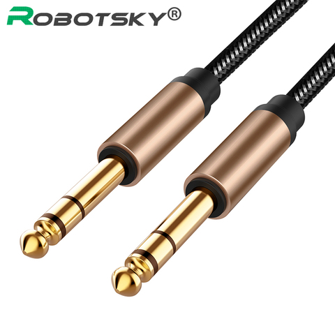 Audio Jack de 6,5mm Cable de Nylon trenzado para mezclador para guitarra amplificador 6,35 Jack macho a macho Cable Aux 1,5 m 1,8 m Jack Cable AUX Cabo ► Foto 1/6