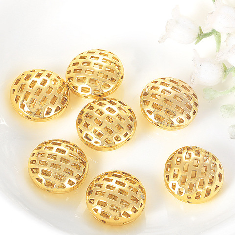 6 uds. De Cuentas planas de latón chapadas en oro de 16x8,5 MM y 24K, espaciador abalorios redondos para pulsera, accesorios de joyería ► Foto 1/5