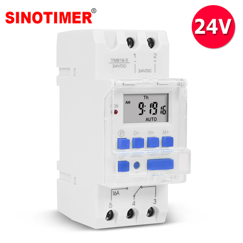 SINOTIMER-Temporizador electrónico programable, 7 días, DC24V 16A, automático, temporizador de puerta con 1NO + 1NC ► Foto 1/5