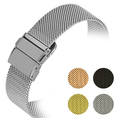 Correa de acero inoxidable de liberación rápida para hombre y mujer, correa de reloj Milanese Loop de 16mm, 18mm, 20mm, 22mm, accesorios de pulsera de Metal ► Foto 1/6