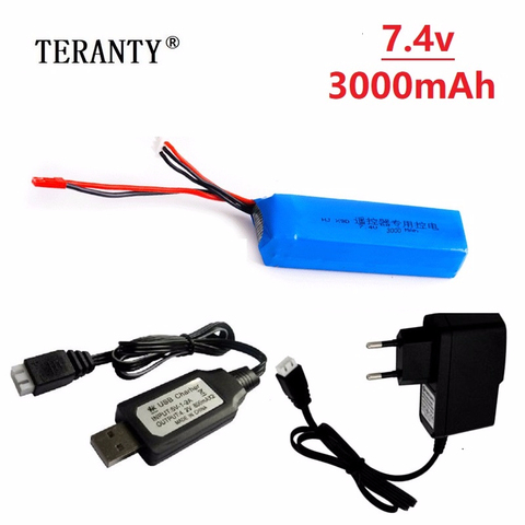 Batería Lipo recargable de 3000mAh, 7,4 V, para transmisor Frsky Taranis X9D Plus, batería Lipo de 7,4 V, accesorios de juguete, cargador ► Foto 1/4