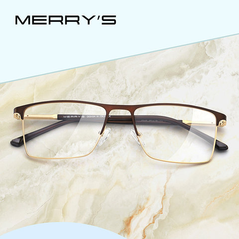 MERRYS diseño de lujo de marcos para gafas hombre cuadrado óptico miopía receta hipermetropía de aleación gafas S2034 ► Foto 1/6