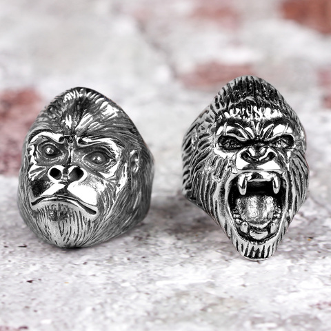 Anillos de acero inoxidable para hombre, Gorilla Monkey, Punk, Hip Hop, personalidad Guay, joyas para un novio, regalo creativo, venta al por mayor ► Foto 1/6