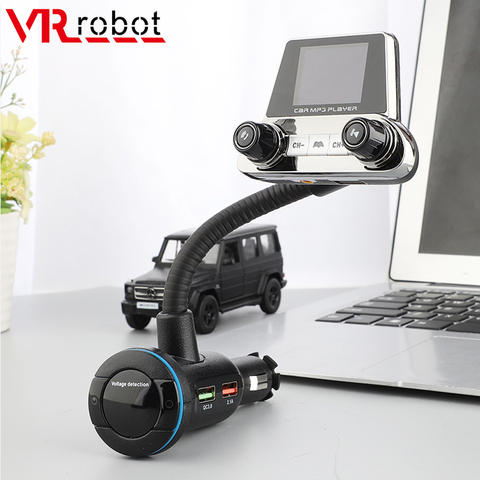 VR-robot transmisor FM con Bluetooth inalámbrico para coche, reproductor MP3, Kit adaptador manos libres con pantalla LCD, cargador tipo PD c ► Foto 1/6
