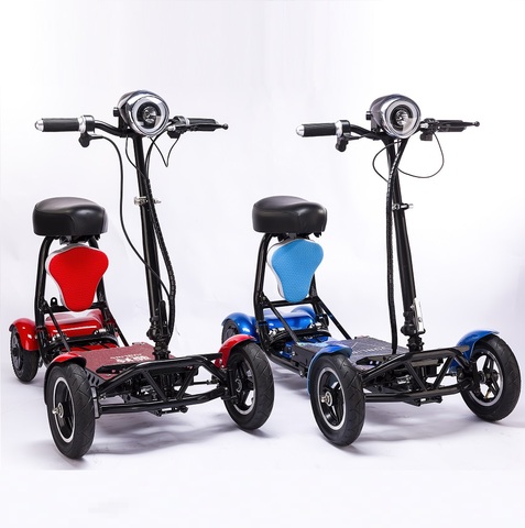 Patinete eléctrico plegable para niños y adultos, scooter inteligente de dos asientos con cuatro ruedas de litio ► Foto 1/6