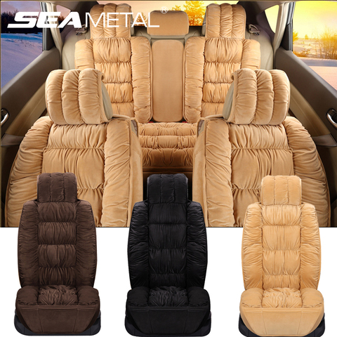 Suave fundas de felpa para asiento de coche automóviles cojín para asiento Pad Protector de asiento de coche Set invierno Universal Auto Interior Accesorios ► Foto 1/6