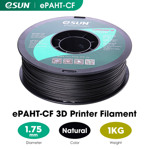 ESUN-filamento de nailon relleno de fibra de carbono para impresora 3D, carrete de 1KG para impresoras 3D, PA6CF, 1,75mm ► Foto 1/5