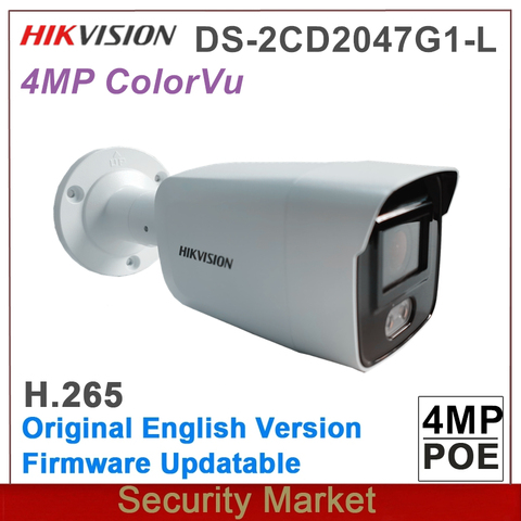 Hikvision-DS-2CD2047G1-L a todo color, Original, en inglés, 4MP, red fija tipo bala, IPC, IP67, cámara CCTV POE ► Foto 1/1