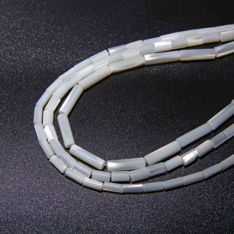 Cuentas de tubo de concha de perla Natural blanca de 4-14mm, espaciador de concha brillante suelta, para fabricación de joyas, collares, manualidades, hilo de 15