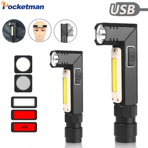 Linterna magnética LED Ultra brillante impermeable COB luz USB recargable antorcha luz trasera magnética de trabajo 90 grados de rotación ► Foto 1/6