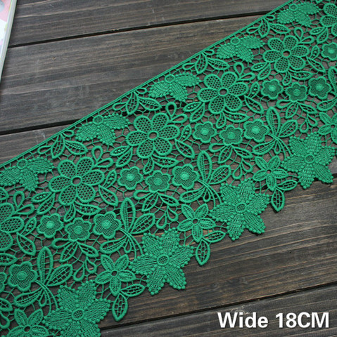 18CM de ancho exquisito flores verdes bordado algodón tela encaje cinta DIY turbante falda cortina sofá Guipure adornos costura Decoración ► Foto 1/6