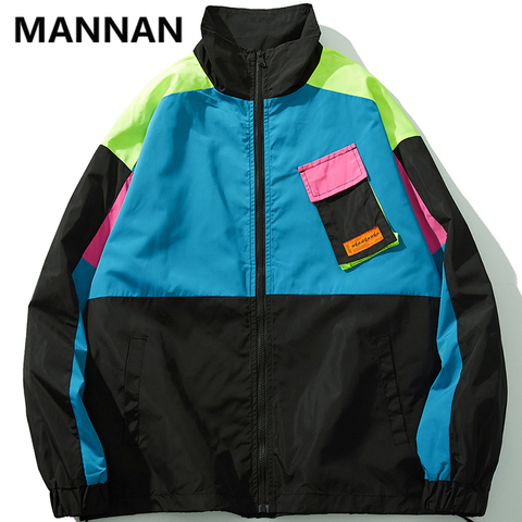 MANNAN-Chaqueta cortavientos estilo Hip Hop para hombre, Chaquetas deportivas con cremallera, prendas de vestir, informal ► Foto 1/6