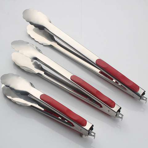 Pinzas de acero inoxidable para barbacoa, utensilio antiadherente para ensalada y pan, accesorios de cocina, pinza de cocina ► Foto 1/6