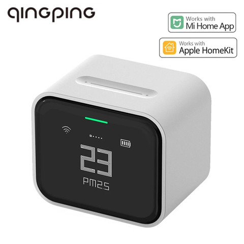 Qingping-Detector de aire Lite CO2 PM2.5, Monitor de temperatura y humedad, pantalla táctil, funciona con la aplicación Mihome de Apple HomeKit ► Foto 1/6